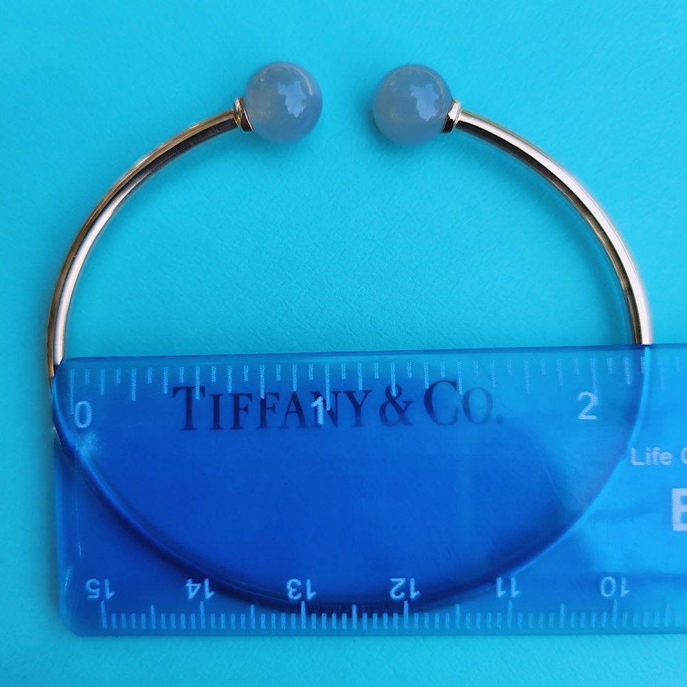 🎊SOLD🎊RARE Tiffany & Co HardWear Ball Gray Moonstone 18k RG Cuff MEDIUM Bangle - Picture 6 of 7
